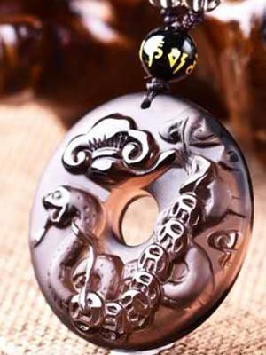 12 Chinese Zodiac Lucky Amulet Ice Obsidian Pendant Necklace