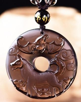 12 Chinese Zodiac Lucky Amulet Ice Obsidian Pendant Necklace