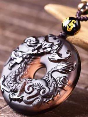 12 Chinese Zodiac Lucky Amulet Ice Obsidian Pendant Necklace