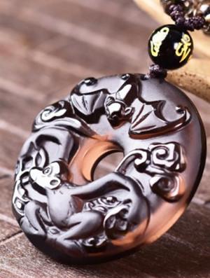 12 Chinese Zodiac Lucky Amulet Ice Obsidian Pendant Necklace