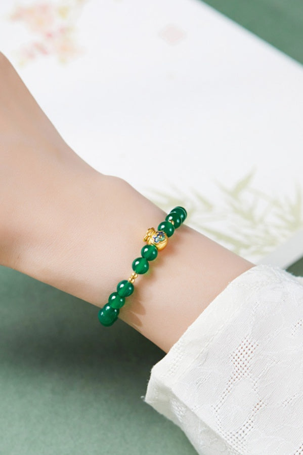Ruyi Blessing Pouch Chalcedony Bracelet ¨C Serenity. Joy & Good Fortune