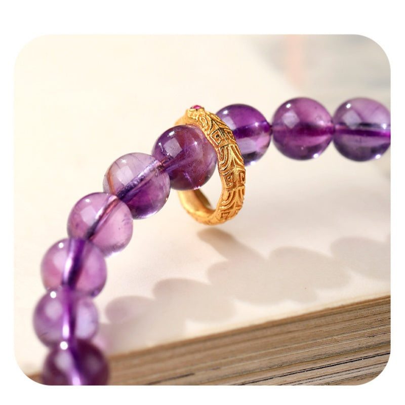 Rainbow Agate Pixiu Amethyst Bracelet-Violet Light