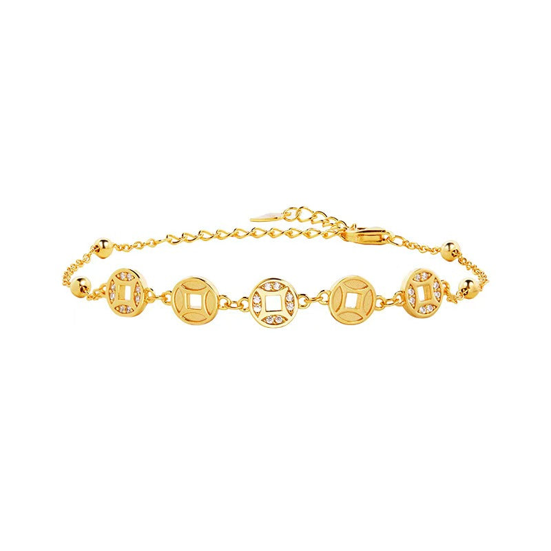Rolling Fortune Coin Bracelet ¨C18k Gold Plated 925 Sterling Silver