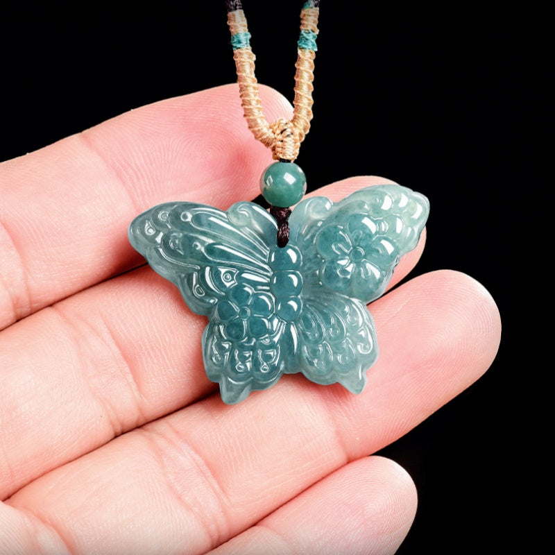 Love Blessing Butterfly Jade Pendant Necklace¨C Symbol of Longevity & Eternal Love