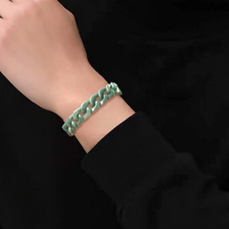 Hand-Carved Jadeite Cuban Link Bracelet-Guardian's Path