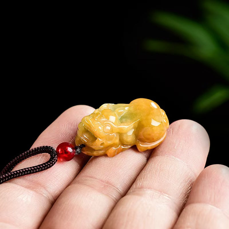 Natural Yellow Jade Pixiu Pendant – Symbol of Prosperity. Protection & Confidence