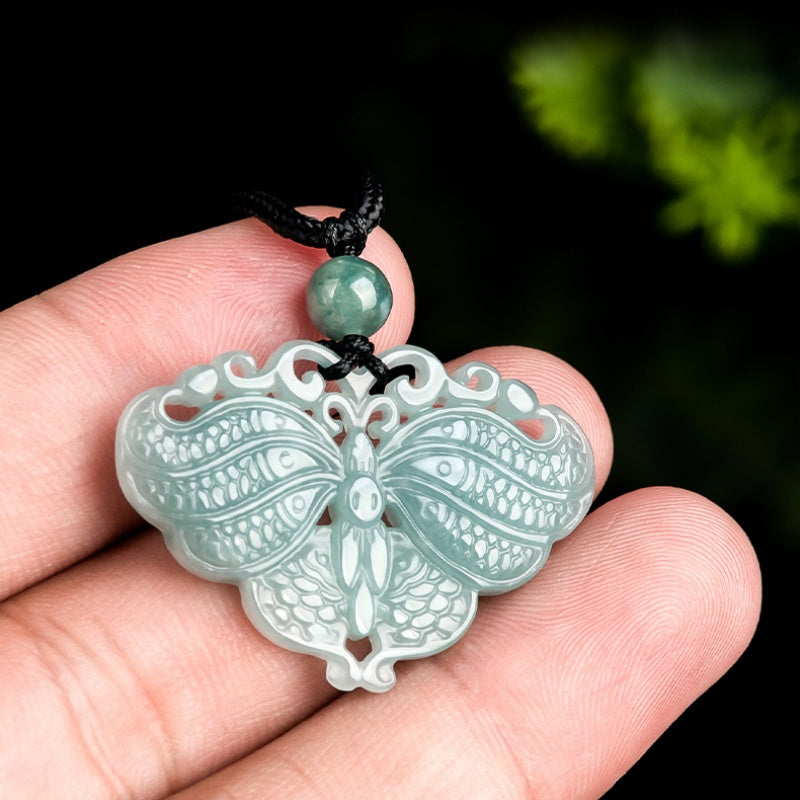 Serene Transformation Butterfly Jade Pendant-Whispers of the Azure Wing: A Soul's Metamorphosis