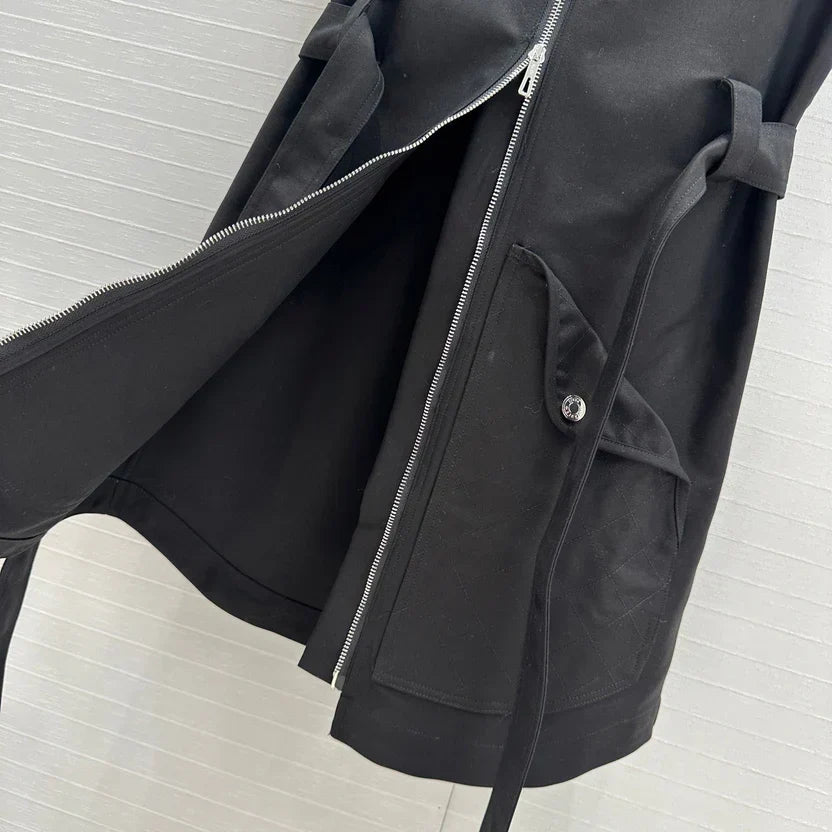 HM Majia Zipped Sleeveless Dress in Black Cotton