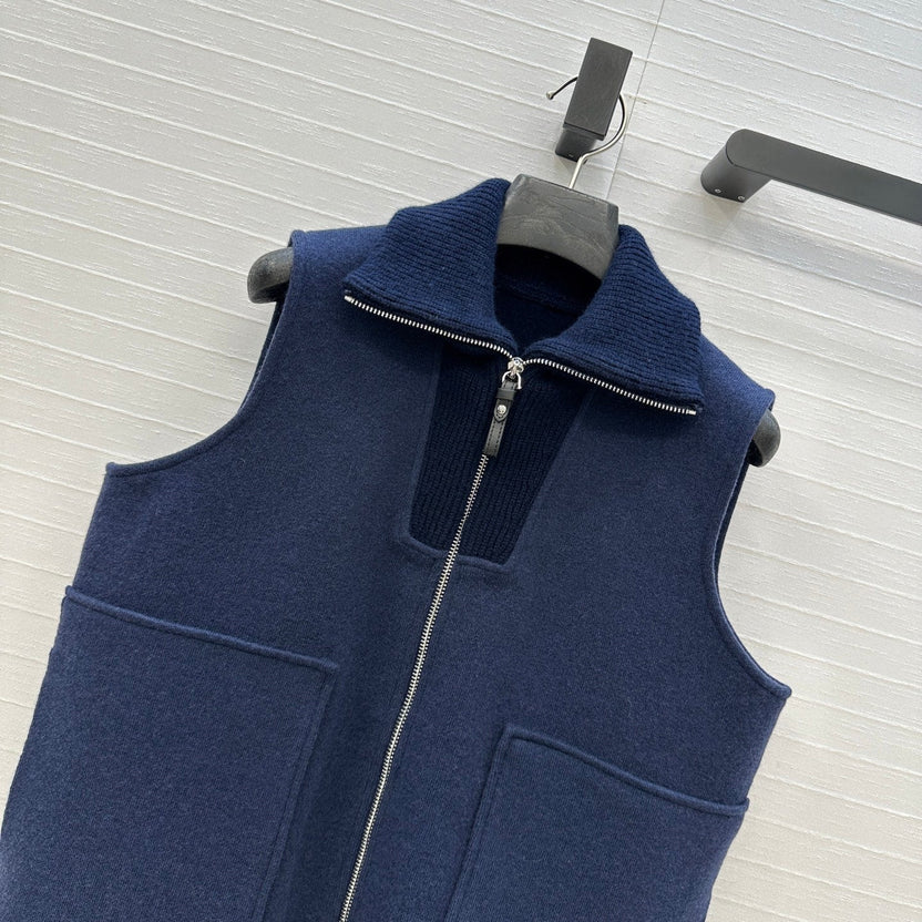 HM 25S Zipped Vest in Blue Cashmere