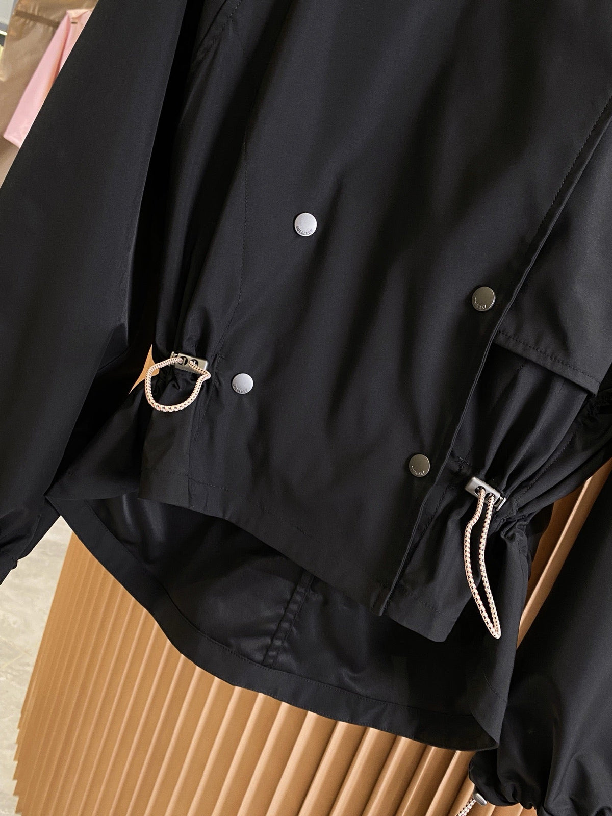 Drawstring Cropped Trench Jacket