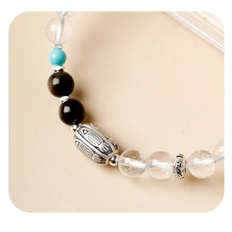 Flow Forward-Silver Koi Clear Quartz Bracelet