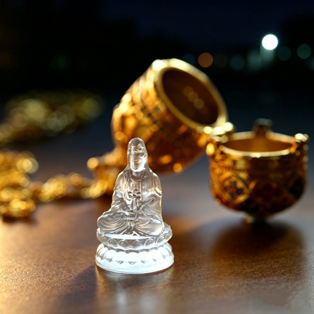 Blooming Divinity: Miniature Liuli Buddha Gau Talisman