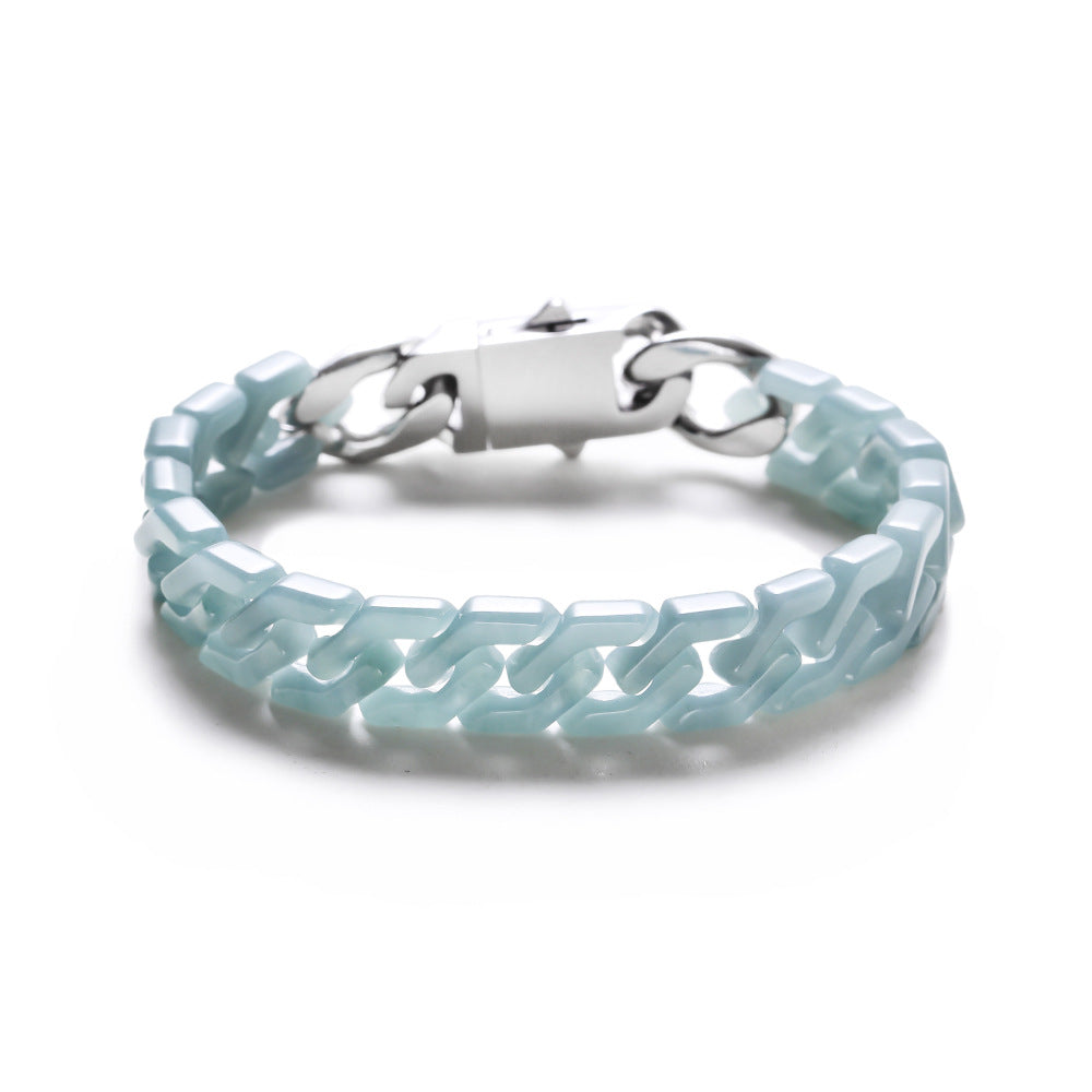 Blue Jade Cuban Bracelet-Confidence Connection