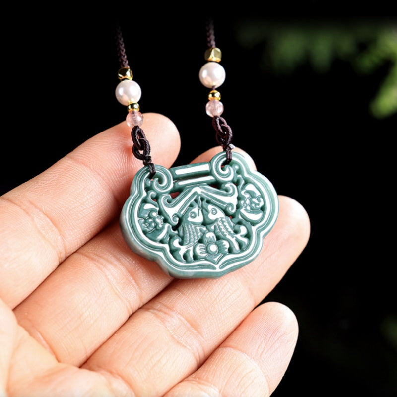 Abundant Fortune Koi Jade Pendant ¨C Prosperity. Harmony & Continuous Wealth