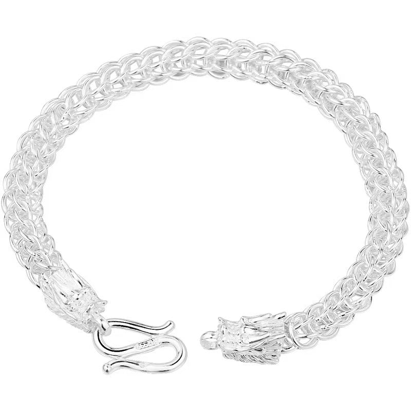 Double Dragon 999 Silver Bracelet-Traditional Prosperity Symbol