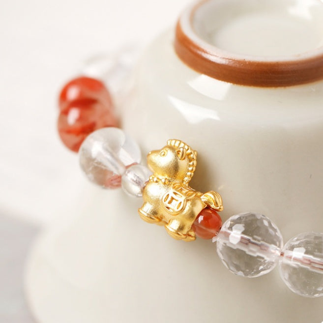 Lucky Gold Horse Ice-Floating Crystal Bracelet-A Bright New Journey