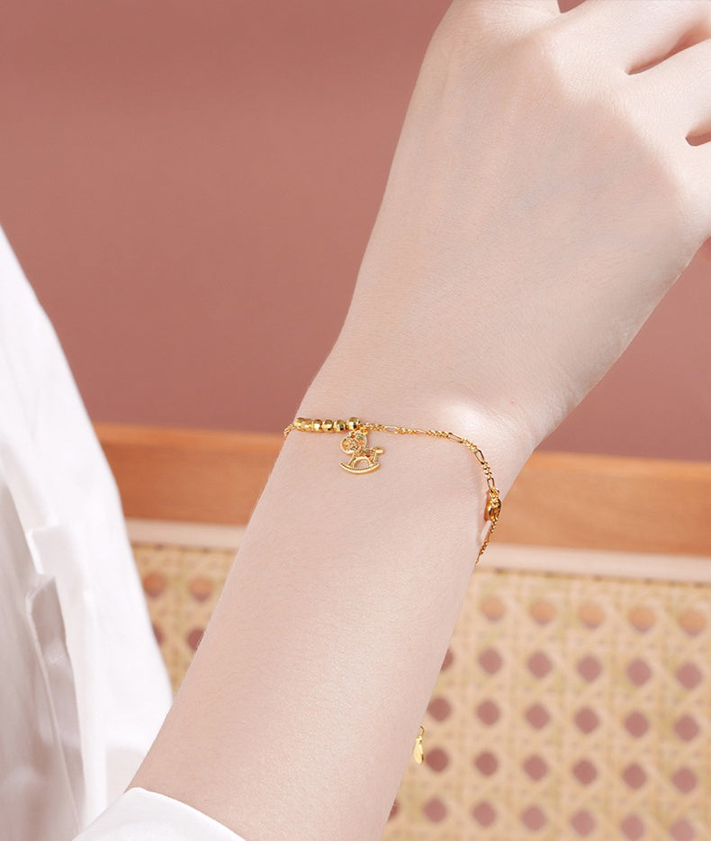 Fortune Gallop Golden Bracelet-2026 Horse Symbol of Progress & Prosperity