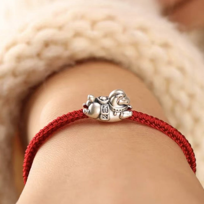 999 Silver Heavenly Joy Pony Bracelet with Adjustable Handmade Cord