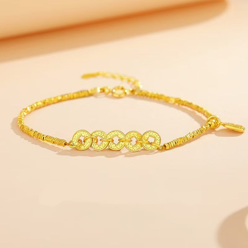 Prosperity Bond ¨C Ice-Crack Five Emperor Coins Silver Bracelet