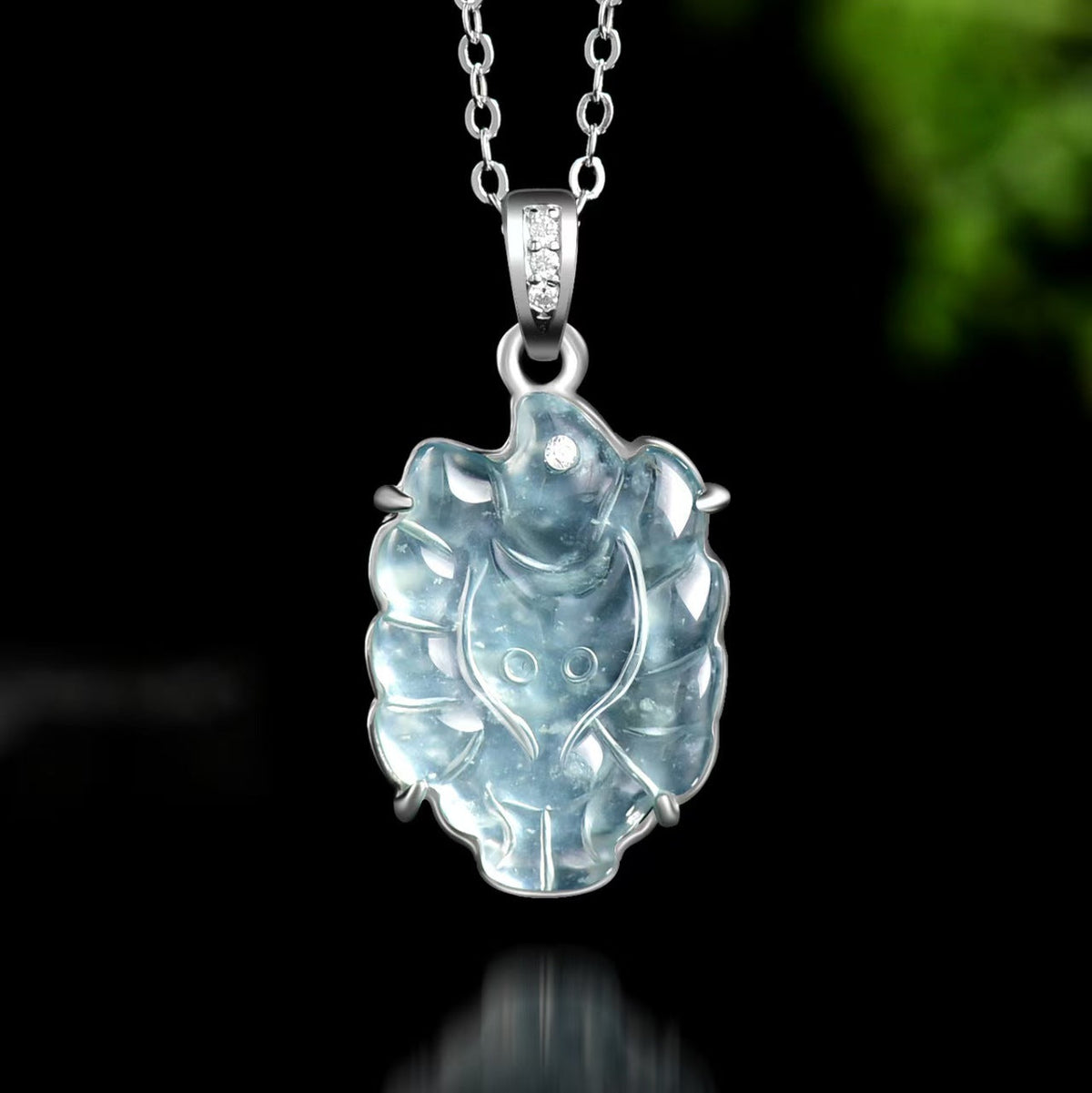 Ice Jade Nine-Tailed Fox Pendant Necklace ¨C Intuition. Attraction & Protection