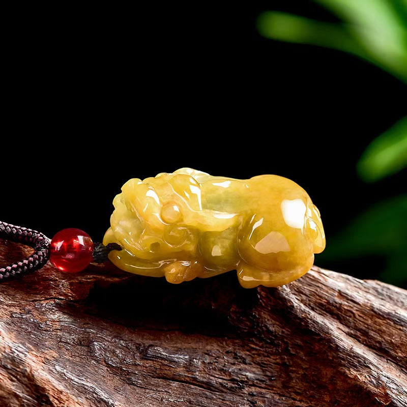 Natural Yellow Jade Pixiu Pendant – Symbol of Prosperity. Protection & Confidence