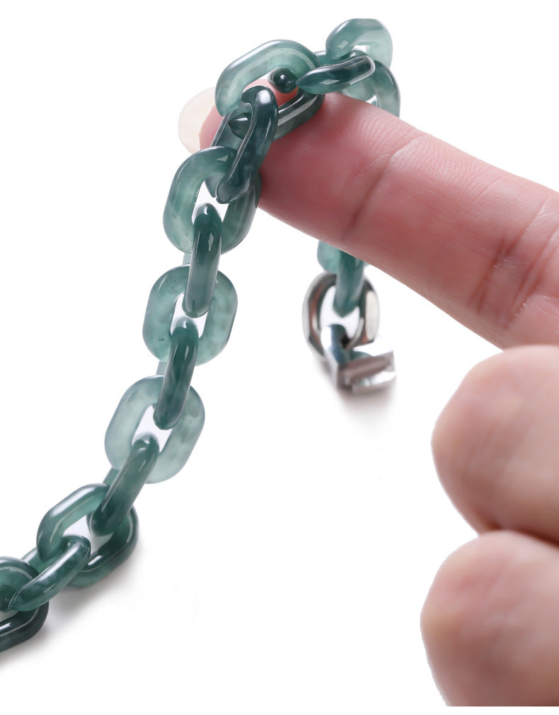 O-Link Natural Jade Cuban Bracelet-Balance. Connection