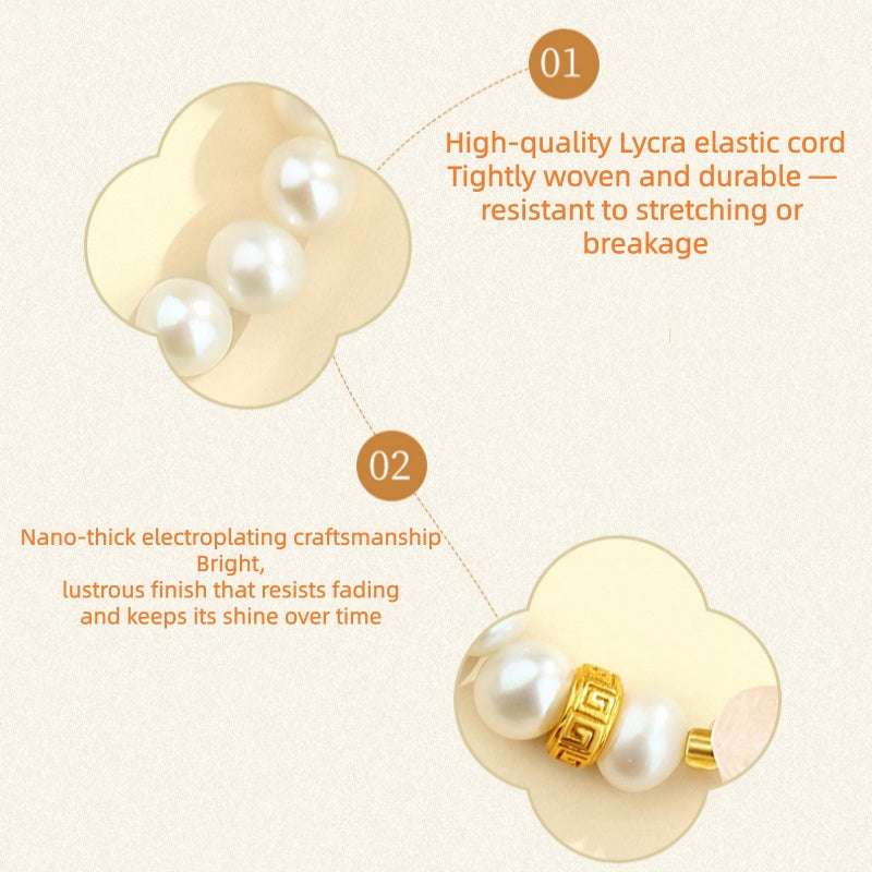 Rose Quartz Pixiu Bracelet with Pearls ¨C 925 Silver Fortune & Peace Charm