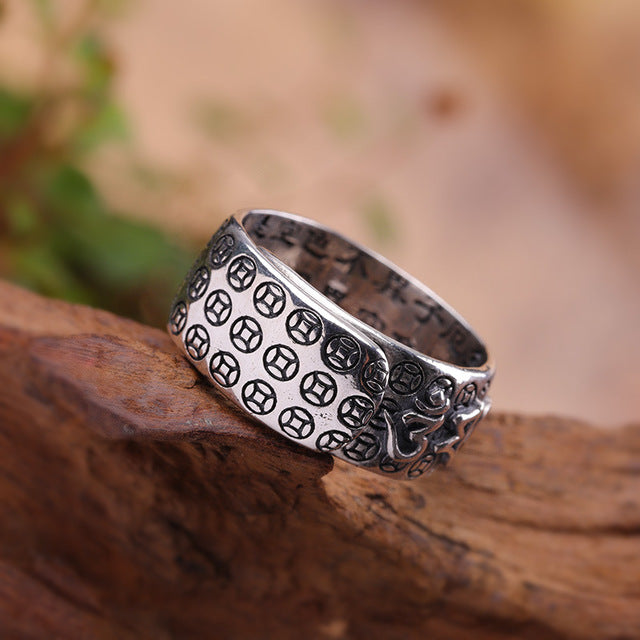 Pixiu Natural Red Garnet Stone Ring