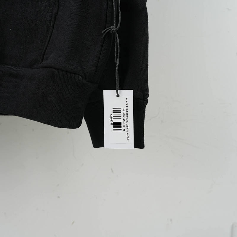 Sp5Der Rhinestone Og Web V2 Hoodie Black