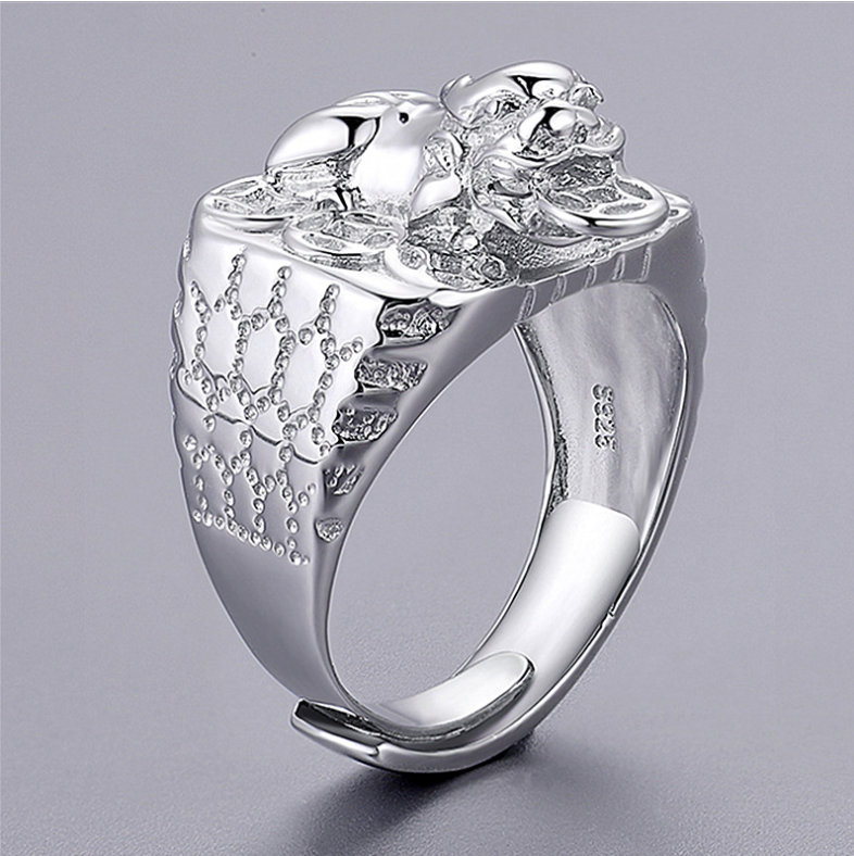 Silver Pixiu Wealth Ring(Adjustable)