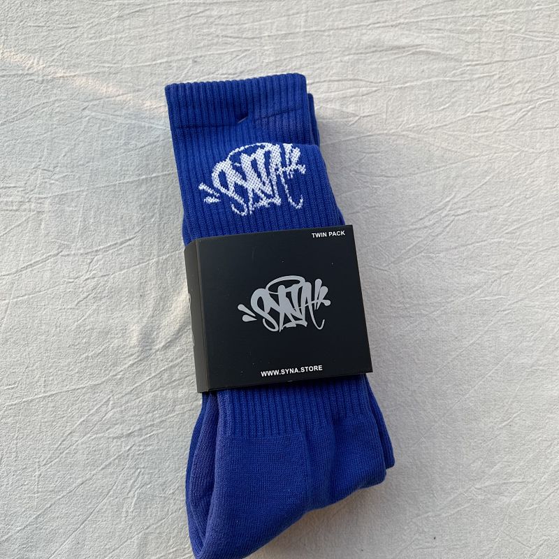 Blue Crew Socks with Graffiti Logo Twin Pack