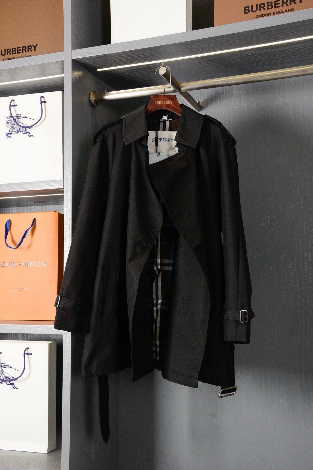Check Trench Coat