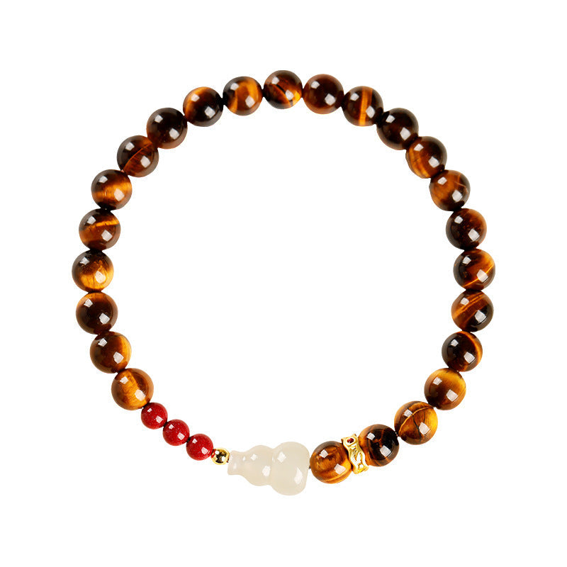 Tiger Eye & Jade Gourd Protection Bracelet ¨C Calm Energy & Good Fortune Charm
