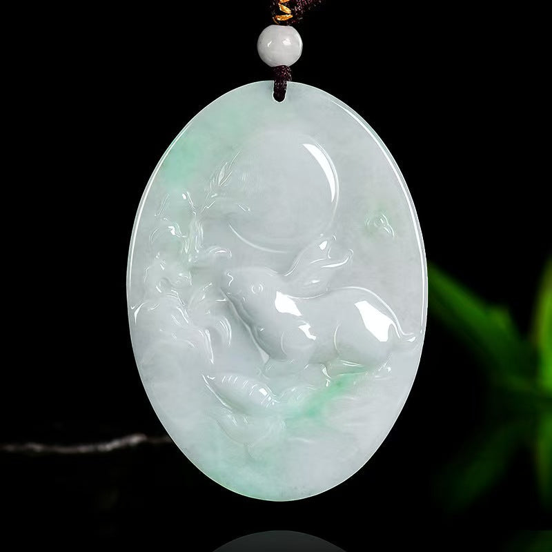 Rabbit Gazing at the Moon Jadeite Pendant – Hope. Serenity & New Beginnings