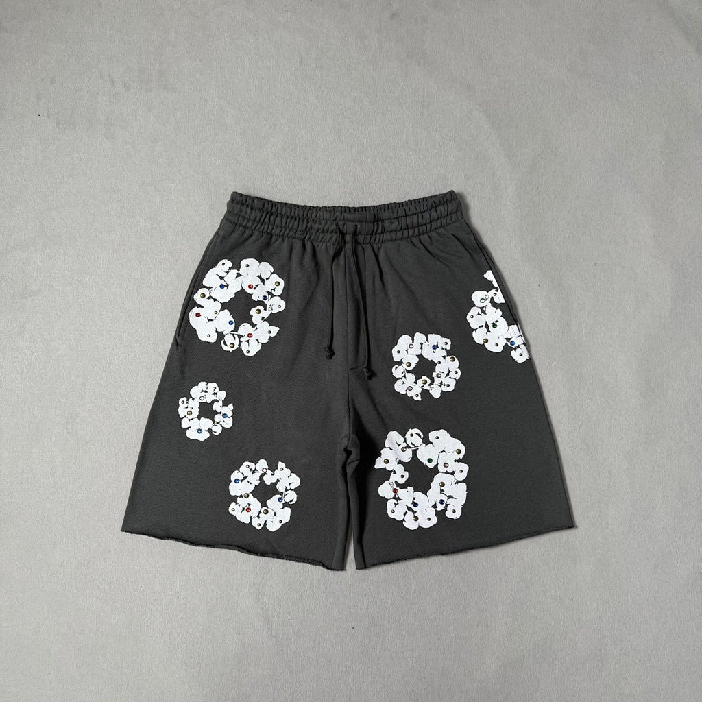 Rhinestone Cotton Wreath Shorts