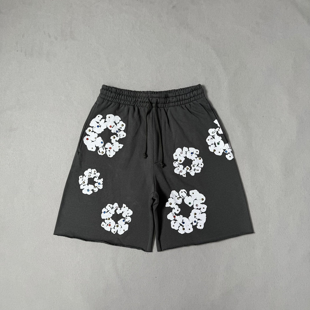 Rhinestone Cotton Wreath Shorts