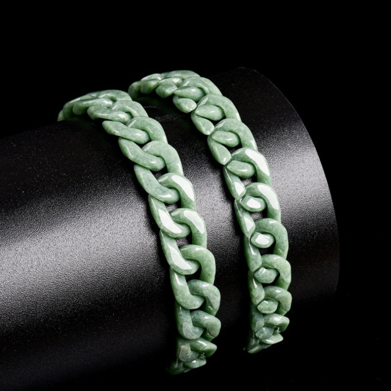 Hand-Carved Jadeite Cuban Link Bracelet-Guardian's Path