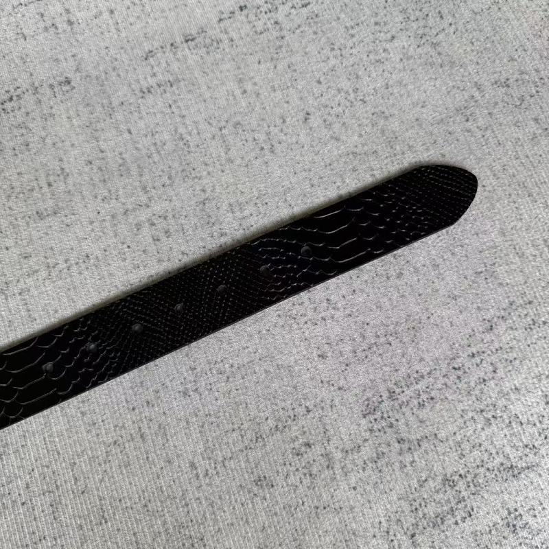 Snakeskin-Embossed Belt - Black