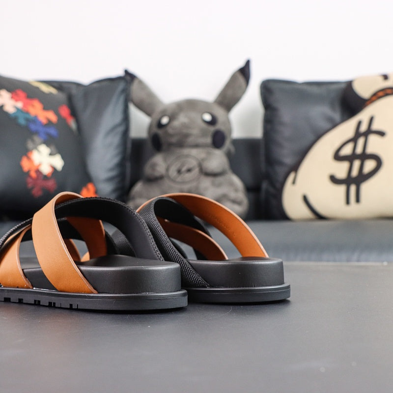 Hermes Izmir Sandal - Orange/Black
