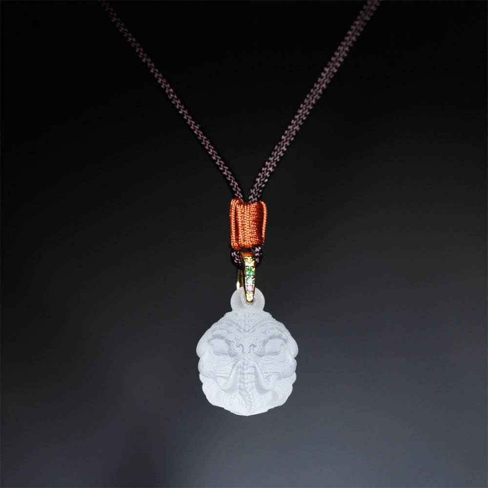 Six-Tusk White Elephant Liuli Pendant-Six Perfections & Compassion for All Beings