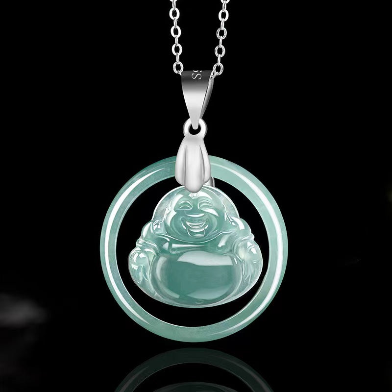 Laughing Buddha White Jade Necklace-Divine Mind