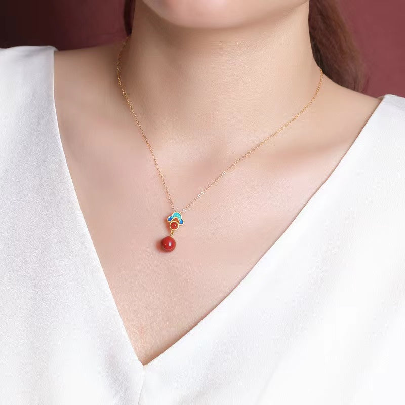 Auspicious Clouds Red Agate Necklace-Lucky and Prosperity