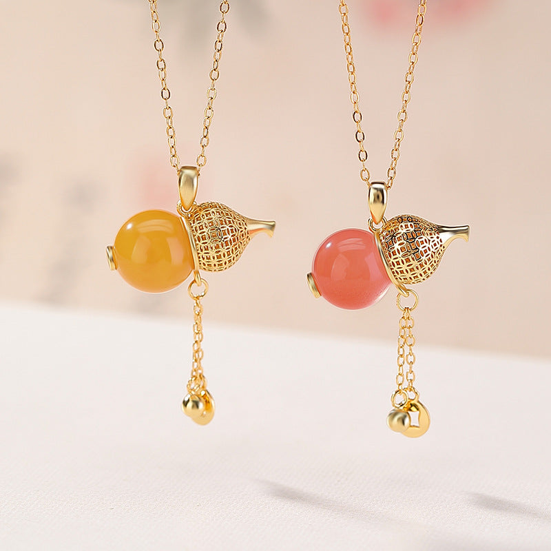 Amber Calabash 18K Gold-Plated Sterling Silver Pendant Necklace-Abundance in Bloom