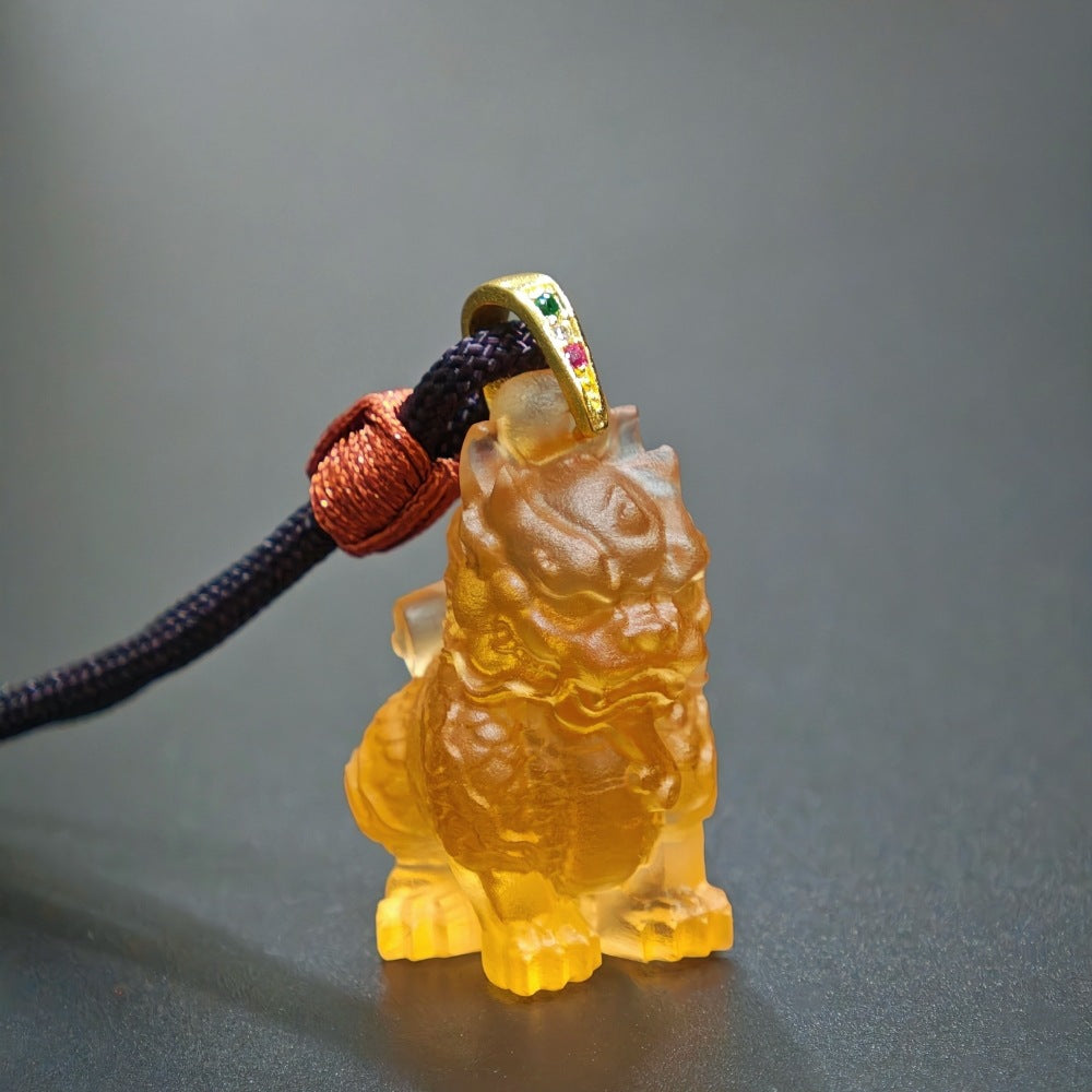 Flame Qilin Glaze Pendant–Guardian of Courage & Auspicious Energy