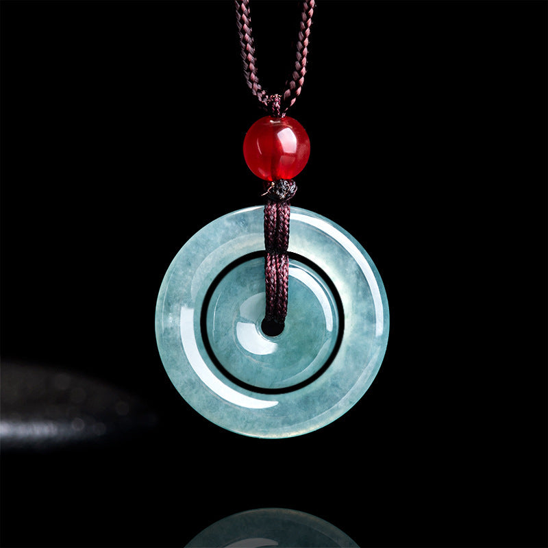 Peaceful Union Mother & Child Jade Safety Buckle Pendant Necklace