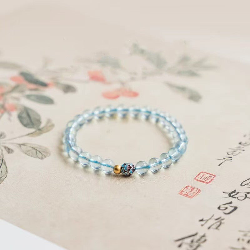 Lotus Flower Aquamarine Bracelet-Luck Transferring