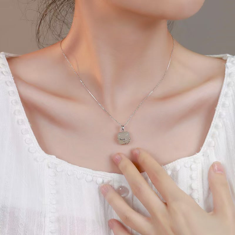 Serene Willow Hetian Jade Sugar Cube Pendant