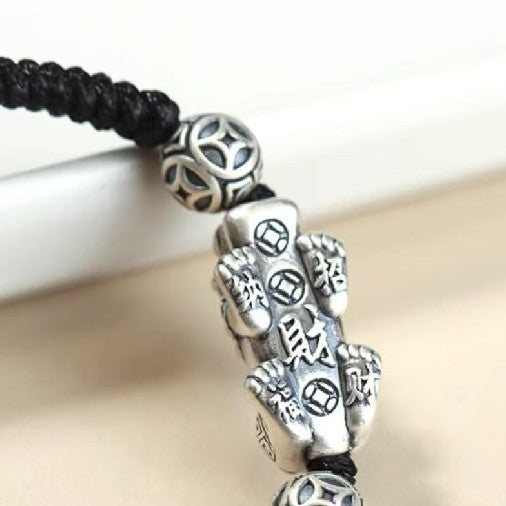 Silver Pixiu Vintage Coin Bead Bracelet-Traditional Good Fortune Symbol