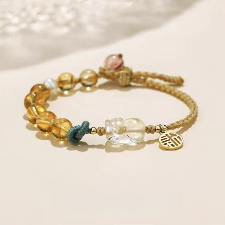 Steady Fortune Pixiu Rutilated Quartz Bracelet