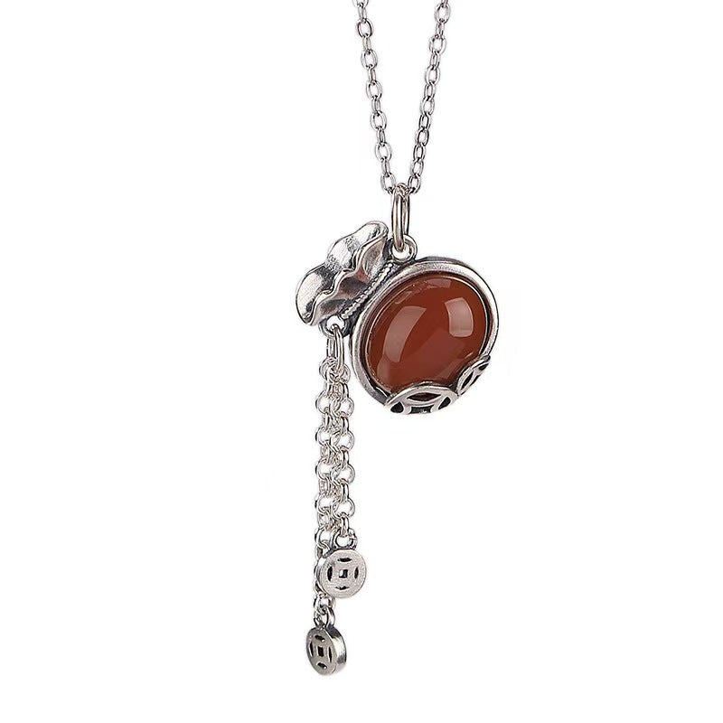 Red Agate Money Bag Necklace-Symbol of Prosperity
